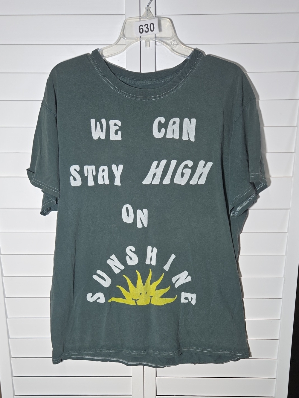 Graphic Tee with Yellow Sunshine Print Size L
